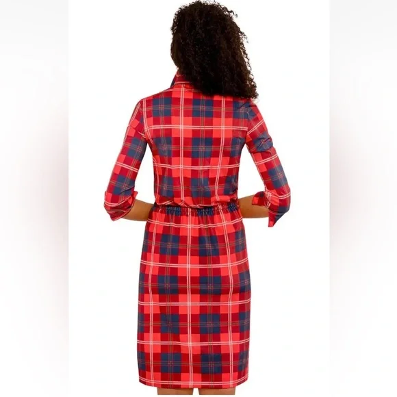 Gretchen Scott Designs Red and Blue Plaid Long Sleeve Dress - Picture 5 of 16